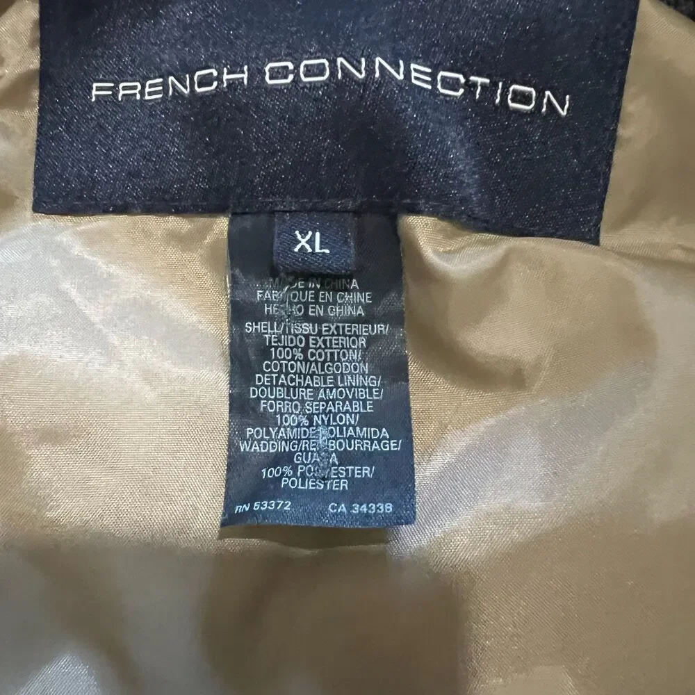 French Connection Dark Slate Hooded Parka Jacket XL